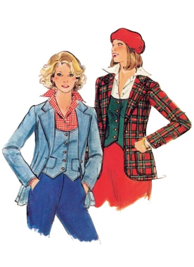 B7072 | Butterick Sewing Pattern 1970s Misses' Vest and Jacket