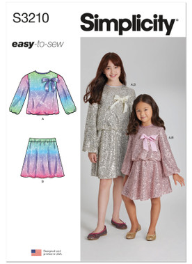 Simplicity S3210 | Simplicity Sewing Pattern Children's and Girls' Two-Piece Dress | Front of Envelope