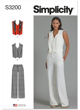 Simplicity S3200 | Simplicity Sewing Pattern Misses' Vest and Pants | Front of Envelope
