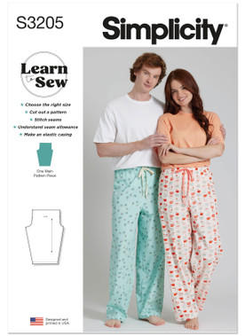 Simplicity S3205 | Simplicity Sewing Pattern Unisex Lounge Pants | Front of Envelope