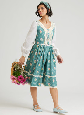 Simplicity S3213 | Simplicity Sewing Pattern 1980s Misses' Lace Trimmed Dress in Two Lengths by Gunne Sax by Jessica McClintock