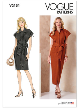 Vogue Patterns V2151 | Vogue Patterns Misses' Shirtdress in Two Lengths and Sash | Front of Envelope