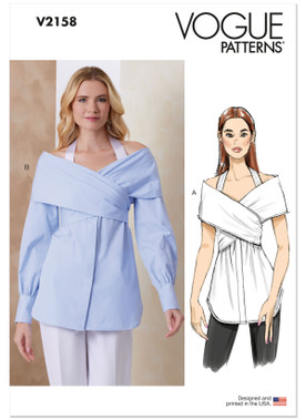 Vogue Patterns V2158 | Vogue Patterns Misses' Draped Top with Sleeve Variations | Front of Envelope