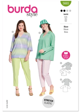 Burda Style BUR5665 | Burda Style Pattern 5665 Misses' Blouse | Front of Envelope