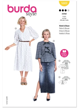 Burda Style BUR5669 | Burda Style Pattern 5669 Misses' Dress and Blouse | Front of Envelope