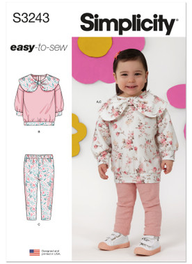 Simplicity S3243 | Simplicity Sewing Pattern Toddler's Knit Tops and Leggings | Front of Envelope