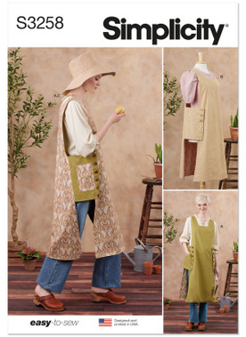 Simplicity S3258 | Simplicity Sewing Pattern Misses' Reversible Cobbler Apron and Hat in Three Sizes S, M and L | Front of Envelope