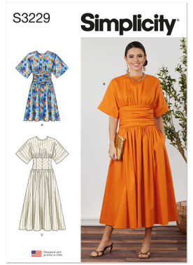 Simplicity S3229 | Simplicity Sewing Pattern Misses' and Women's Midi Dress in Two Lengths | Front of Envelope