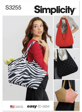 Simplicity S3255 | Simplicity Sewing Pattern Slouchy Oversized Totes | Front of Envelope