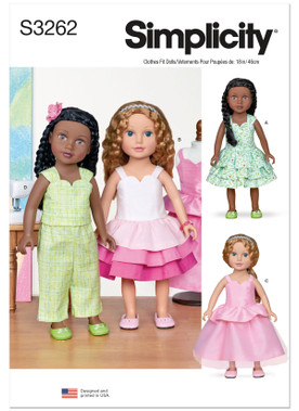 Simplicity S3262 | Simplicity Sewing Pattern 18" Doll Clothes | Front of Envelope
