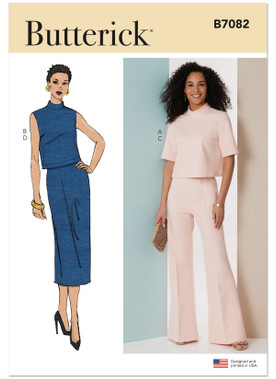 Butterick B7082 | Butterick Sewing Pattern Misses' Tops, Pants and Skirt | Front of Envelope
