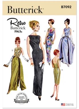 Butterick B7092 | Butterick Sewing Pattern 1960s Misses' Evening Dresses | Front of Envelope