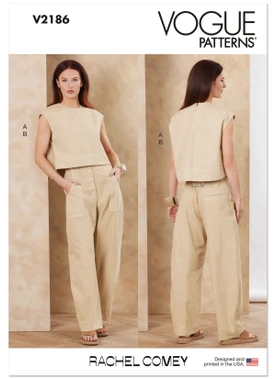 Vogue Patterns V2186 | Vogue Patterns Misses' Relaxed Crop Top and Slouchy Pants by Rachel Comey | Front of Envelope