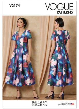 Vogue Patterns V2174 | Vogue Patterns Misses' Fit And Flare Midi Dress by Badgley Mischka | Front of Envelope
