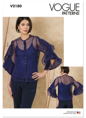 Vogue Patterns V2180 | Vogue Patterns Misses' Sheer Blouse And Camisole | Front of Envelope