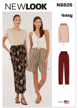 New Look N6826 | New Look Sewing Pattern Misses' Skirts, Pants and Shorts | Front of Envelope