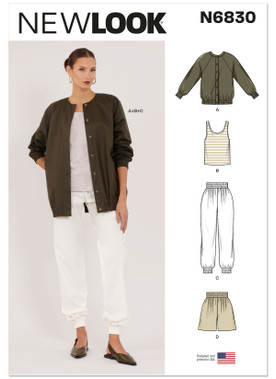 New Look N6830 | New Look Sewing Pattern Misses' Jacket, Top, Pants and Shorts | Front of Envelope