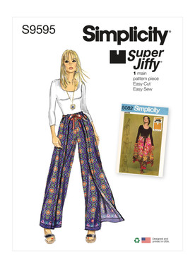Simplicity S9595 | Misses' Super Jiffy Wrap and Tie Pantskirt | Front of Envelope