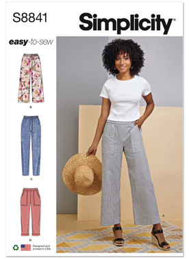 Simplicity S8841 | Misses' Wide or Slim-Leg Pull-On Pants | Front of Envelope
