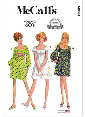 McCall's M8691 | McCall's Sewing Pattern Misses' Dress with Sleeve Variations | Front of Envelope