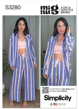 Simplicity S3280 | Simplicity Sewing Pattern Misses'  3-Piece Top, Pants & Bralette Set by Mimi G | Front of Envelope
