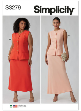 Simplicity S3279 | Simplicity Sewing Pattern Misses’ and Women’s Top and Skirt | Front of Envelope