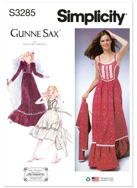 Simplicity S3285 | Simplicity Sewing Pattern Misses' Sundress in Two Lengths and Jacket Gunne Sax by Jessica McClintock | Front of Envelope
