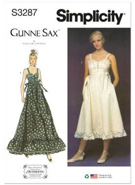 Simplicity S3287 | Simplicity Sewing Pattern Misses' Dress in Two Lengths Gunne Sax by Jessica McClintock | Front of Envelope