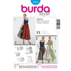 Burda Style BUR7870 | Dirndl Dress | Front of Envelope