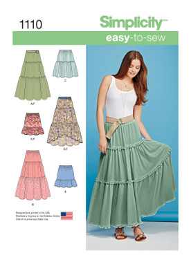 Simplicity S1110 | Misses' Tiered Skirt with Length Variations | Front of Envelope
