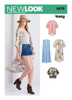 New Look N6378 | Misses' Easy Kimonos with Length Variations | Front of Envelope
