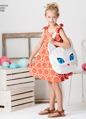 Simplicity S8102 | Child's Easy-to-Sew Sundress and Kitty Tote