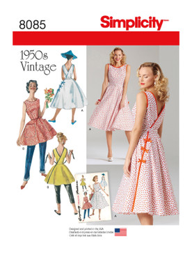 Simplicity S8085 | Misses' Vintage 1950s Wrap Dress in Two Lengths | Front of Envelope