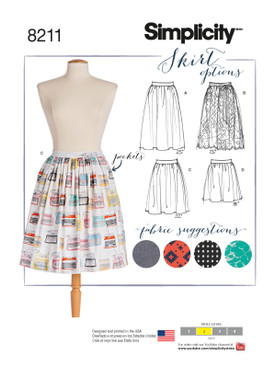 Simplicity S8211 | Misses' Dirndl Skirts in Three Lengths | Front of Envelope