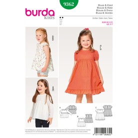 Burda Style BUR9362 | Child Dress, Blouse and Skirt | Front of Envelope
