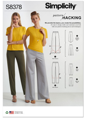 Simplicity S8378 | Misses' Knit Pants with Two Leg Widths and Options for Design Hacking | Front of Envelope
