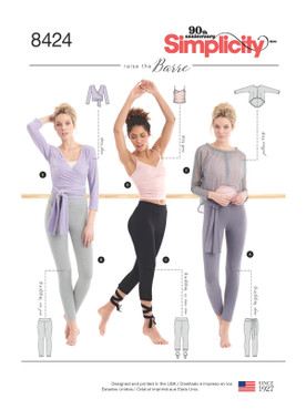 Simplicity S8424 | Misses' Knit Leggings in Two Lengths and Three Top Options | Front of Envelope