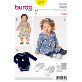 Burda Style BUR9347 | Babies' Dress and Bodysuit | Front of Envelope