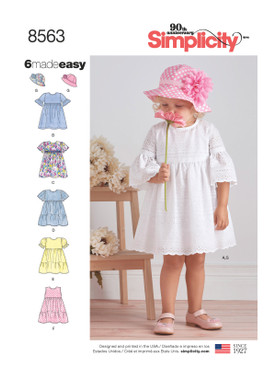 Simplicity S8563 | Toddler Dresses and Hat | Front of Envelope