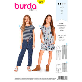 Burda Style BUR9345 | Child's Summer Jumpsuits | Front of Envelope