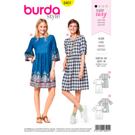 Burda Style BUR6401 | Misses' Swing Dress with Sleeve Variations | Front of Envelope