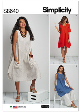 Simplicity S8640 | Misses'/Women's Dress or Tunic | Front of Envelope