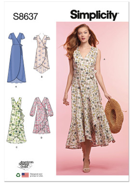Simplicity S8637 | Misses' Wrap Dress | Front of Envelope