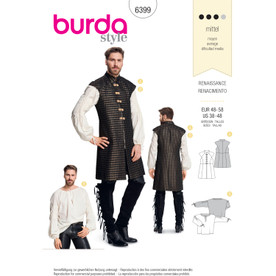 Burda Style BUR6399 | Men's Renaissance Shirt & Waistcoat | Front of Envelope