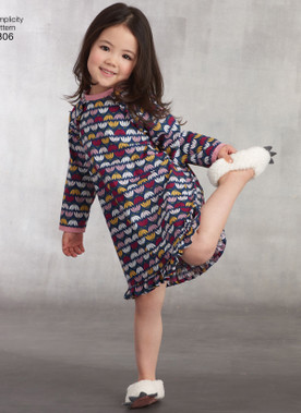 Simplicity S8806 | Children's Dress, Top, Pants, Eye Mask, and Slippers
