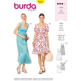 Burda Style BUR6312 | Misses' Ballet Neckline Dress | Front of Envelope