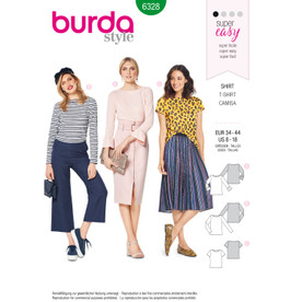 Burda Style BUR6328 | Misses' Top with Boat Neckline | Front of Envelope