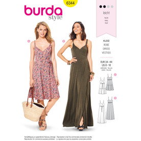 Burda Style BUR6344 | Misses' Wrap Dress | Front of Envelope