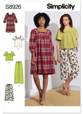 Simplicity S8926 | Misses' Dress, Tops, and Pants | Front of Envelope