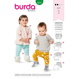 Burda Style BUR9312 | Babies' Coordinates, Pull-On Top and Pants | Front of Envelope